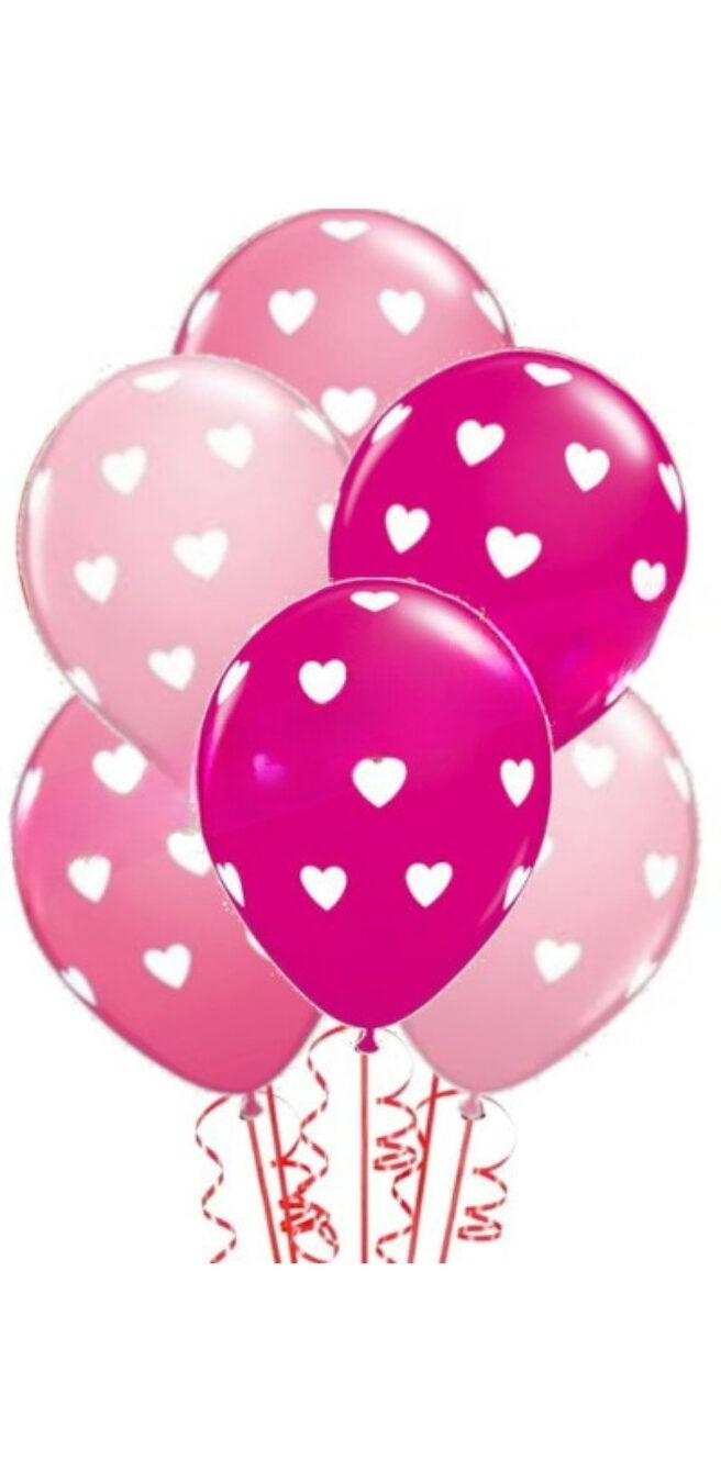 Half a Dozen Big Pink Heart Prints Bouquet