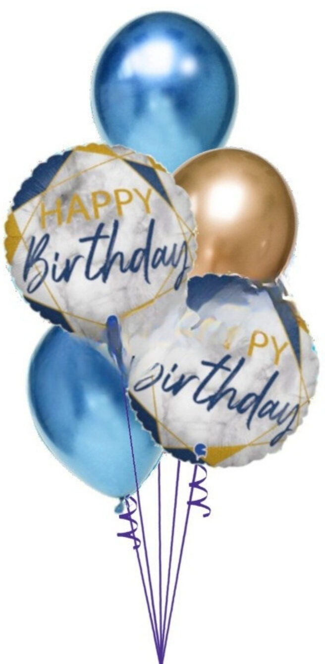 Marble Blue + Chromes Happy Birthday Bouquet