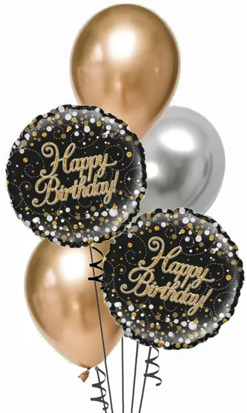 Happy Birthday Fizz Black + Gold Bouquet