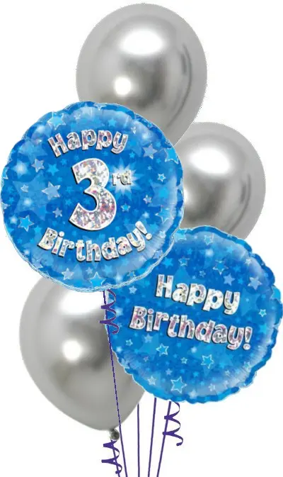 3rd Blue + Silver Birthday Bouquet