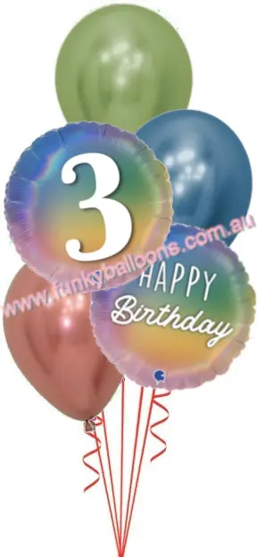 Pastel Rainbow 3rd Birthday Bouquet
