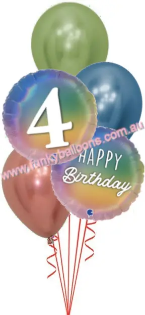 Pastel Rainbow 4th Birthday Bouquet