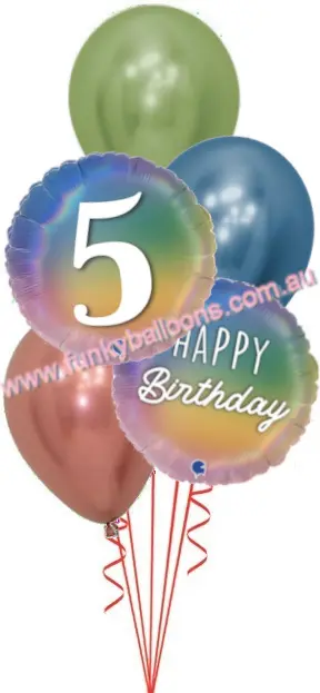 Pastel Rainbow 5th Birthday Bouquet