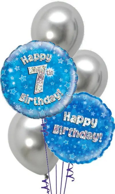 7th Blue + Silver Birthday Bouquet
