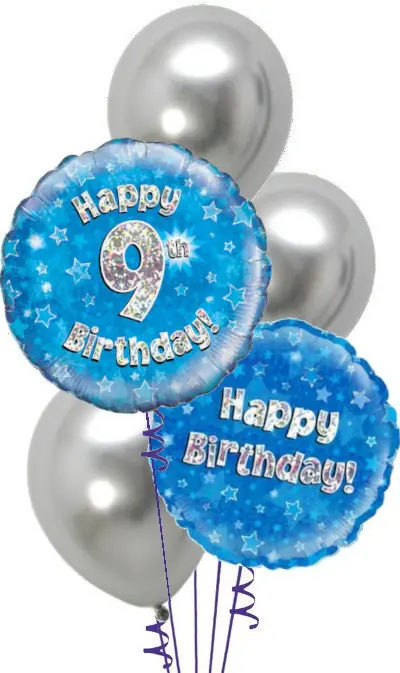 9th Blue + Silver Birthday Bouquet