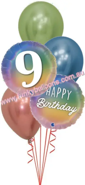 Pastel Rainbow 9th Birthday Bouquet