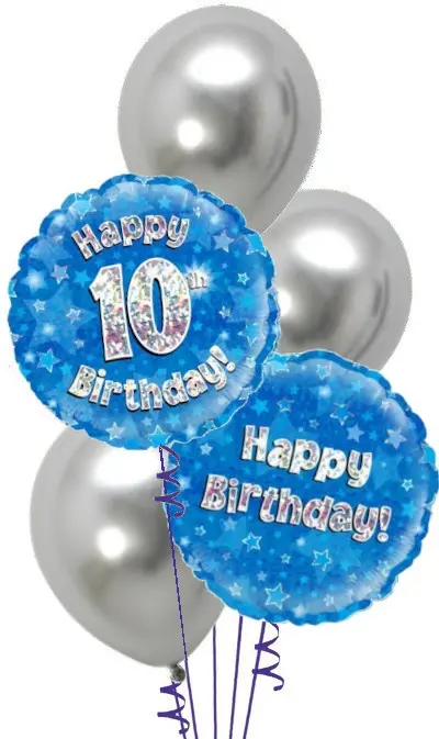 10th Blue + Silver Birthday Bouquet