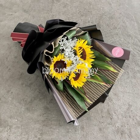 Sunflower Hand Bouquet 05 (3 Stalks Sunflowers)