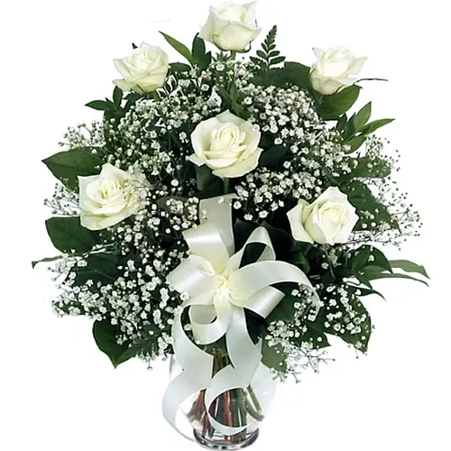 6 White Roses