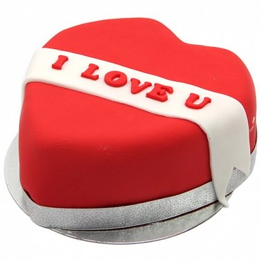 I Love U Ribbon Heart Cake (8 Inch I Love U Ribbon Heart Cake)
