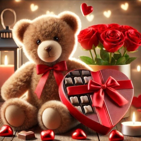 Teddy Bear, Red Roses and Chocolates (BASE)