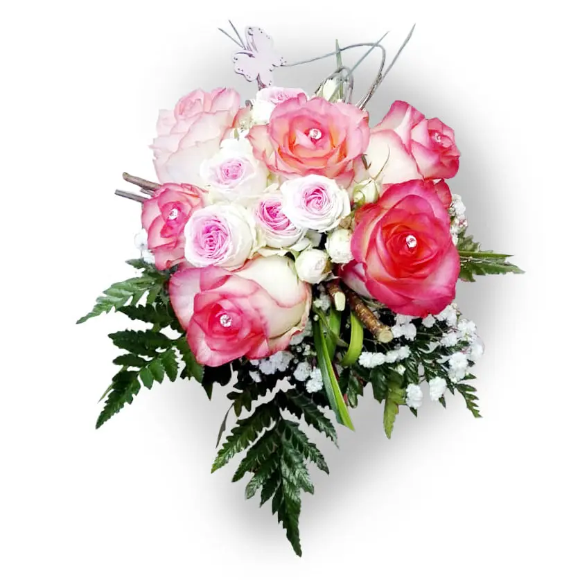 Bouquet con rose e diamantino