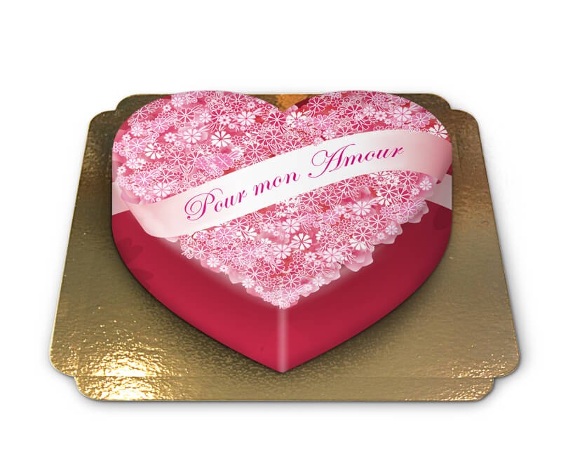 Cake "For my Love" in the shape of a heart - Large