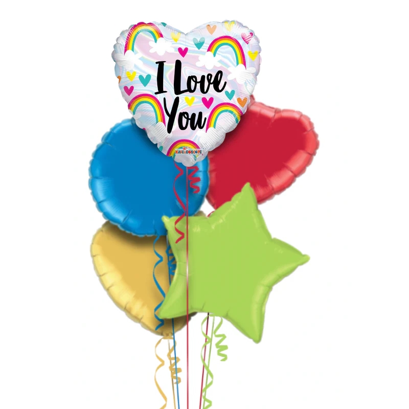 I Love You Rainbow Themed Balloon Bouquet