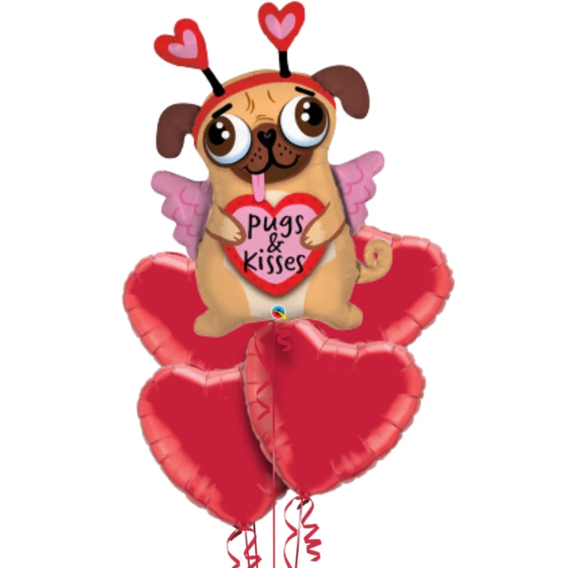 Pugs & Kisses Shape Foil Balloon Bouquet
