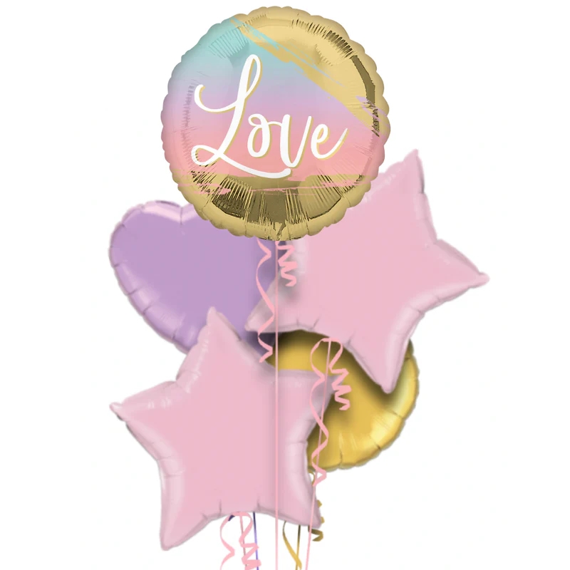 Holographic Love Balloon Bouquet