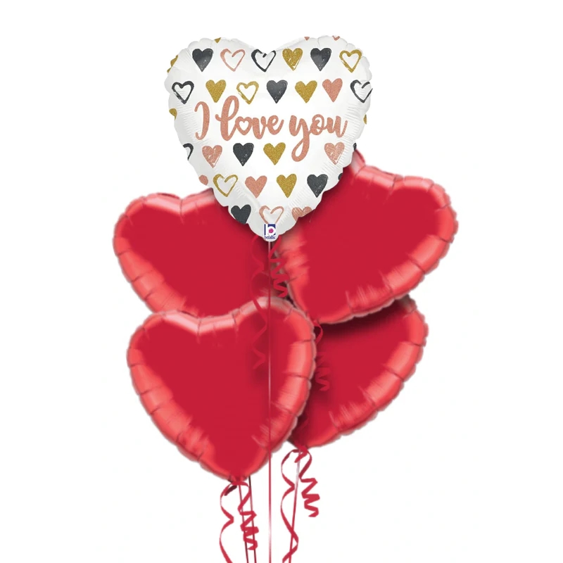 Rose gold Heart Love you Glitter Holographic Balloon Bouquet