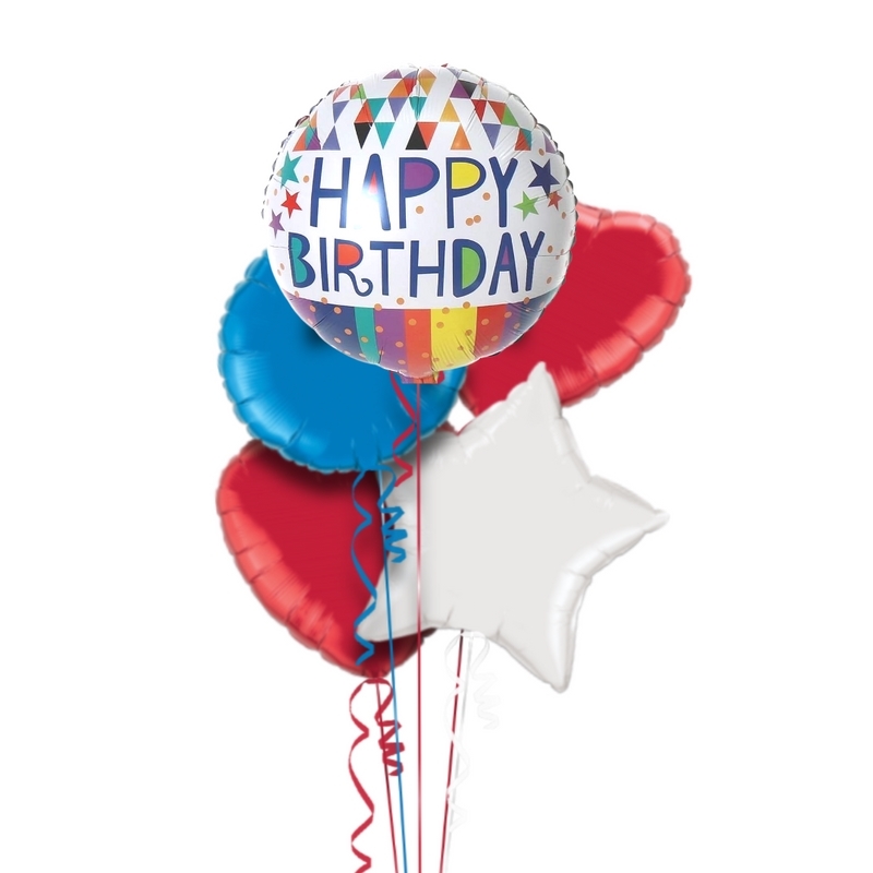 Bright Happy Birthday Balloon Bouquet With Free Lily O Brien Chocolate Set