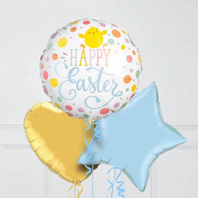 Dotty Chick Easter Stars Inflated Foil Balloon Bunch (4 Balloons)