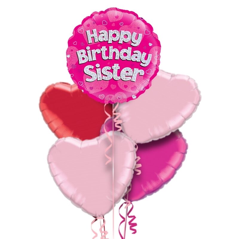 Happy Birthday Sister Pink Foil Balloon Bouquet