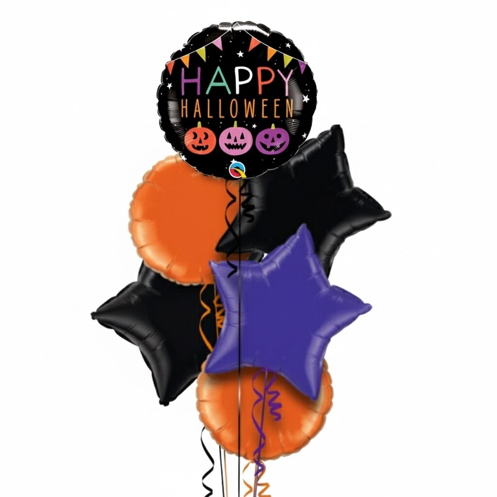 Happy Halloween Colorful Pumpkins Foil Balloon Bunch