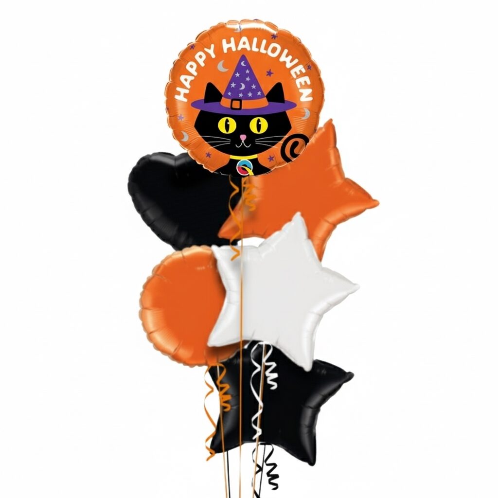 Happy Halloween Cutest Witch Cat Foil Balloon Bunch