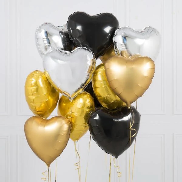 Ten Glitz and Glam Hearts Foil Balloons