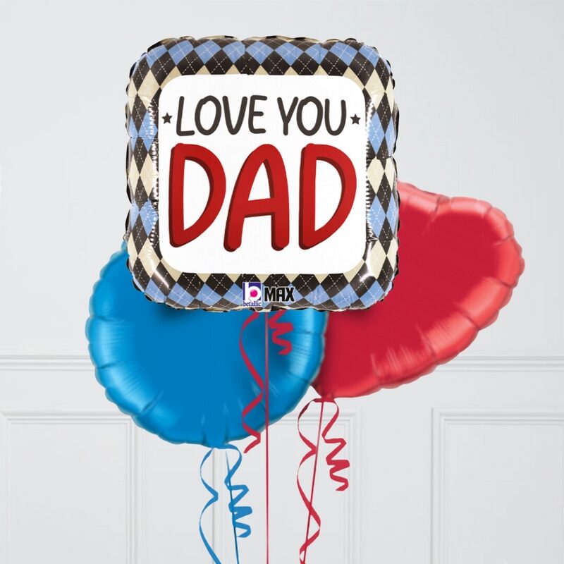 Love You Dad Happy Father's Day Inflated Foil Balloon Bunch (4 Balloons)