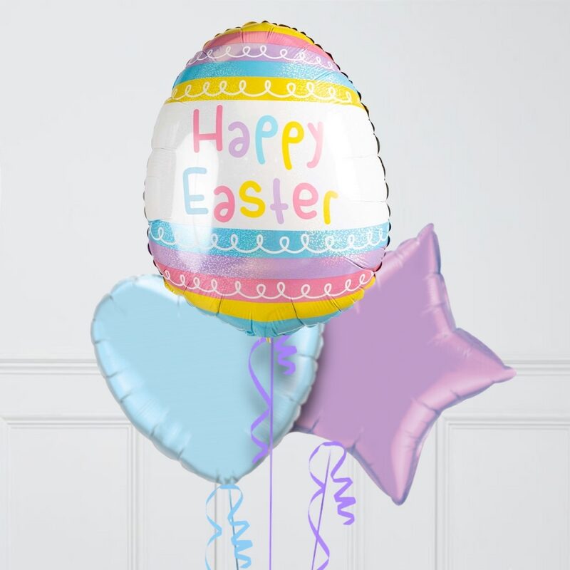 Pastel Easter Egg Inflated Foil Balloon Bunch (4 Balloons)