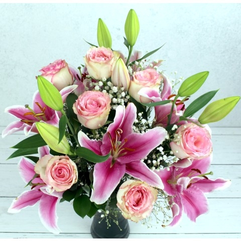 Pink Rose &amp; Lily Large