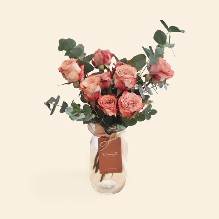 Cappuccino Roses in Jar