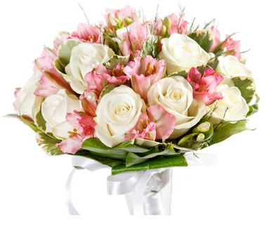 pink alstromerias. white roses and fresias (Standard)