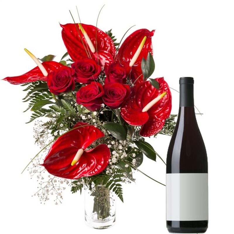 Gift for Him (flowers and wine)