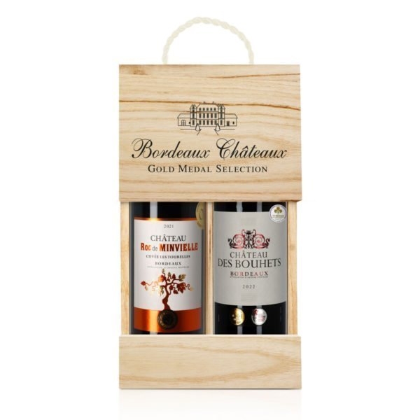 Gold Medal Selection Bordeaux (Ch. Minvielle & Ch. des Bouhets) 2 x 75cl in Wooden Gift Box