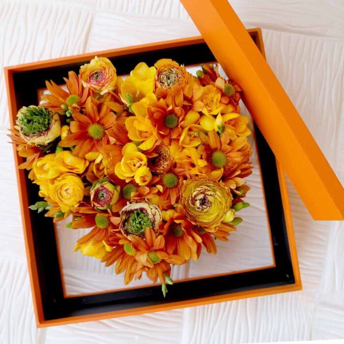 Orange Petals Flower Gift Box