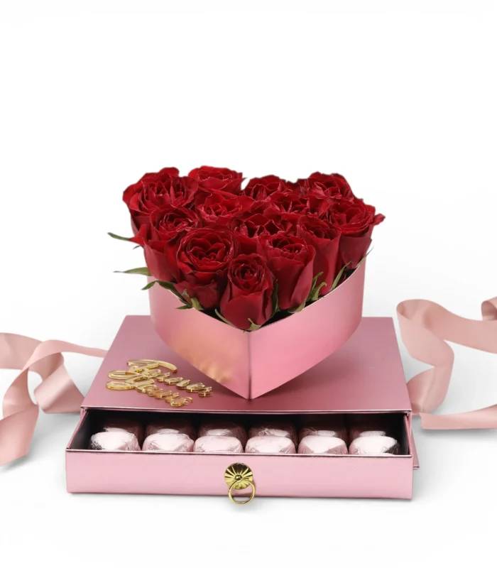 All My Love in Roses & Chocolate Acrylic Flower Box