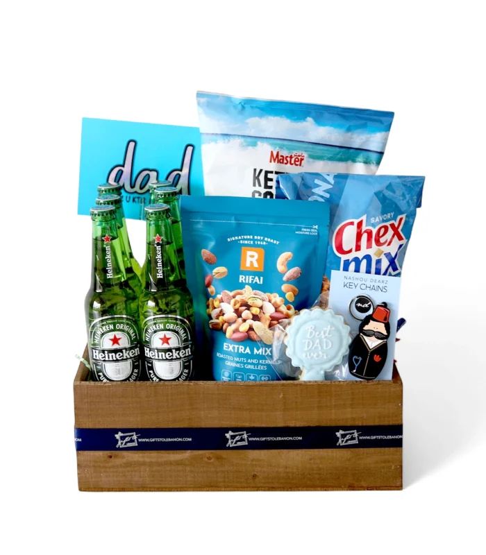 Heineken & Snacks Celebration Basket for Dad