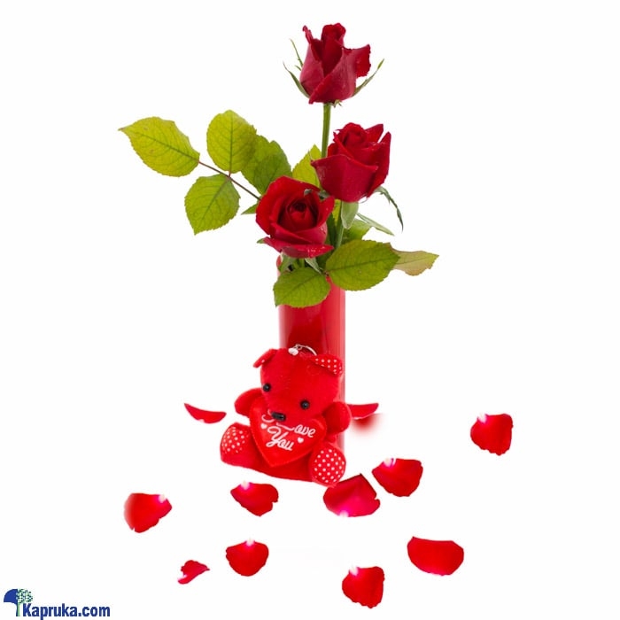 Vase In Red- Mix Of Red Roses - Flowers For You