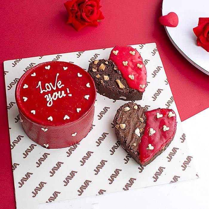 Java Delight Red Velvet Love You Bento Cake With 2 Brownies