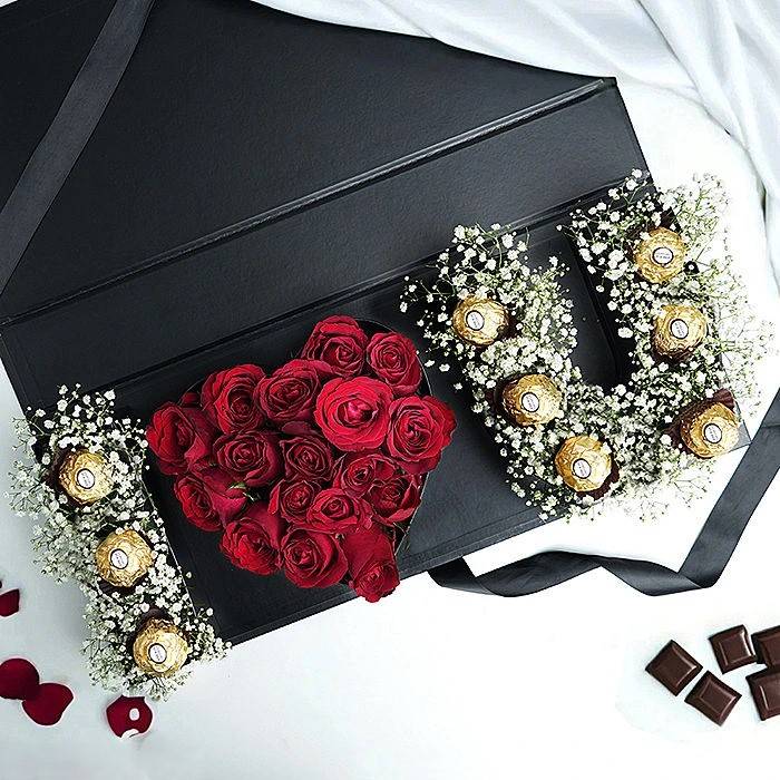 Love Out Loud Gift With 16 Red Roses And 9 Ferrero Rochers