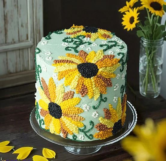 Sunflower Mosaic Ribbon Cake