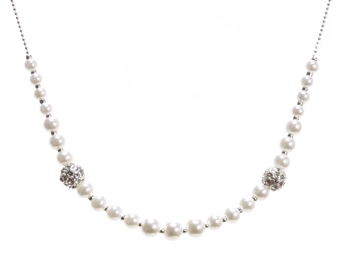 Fireball and pearl necklace