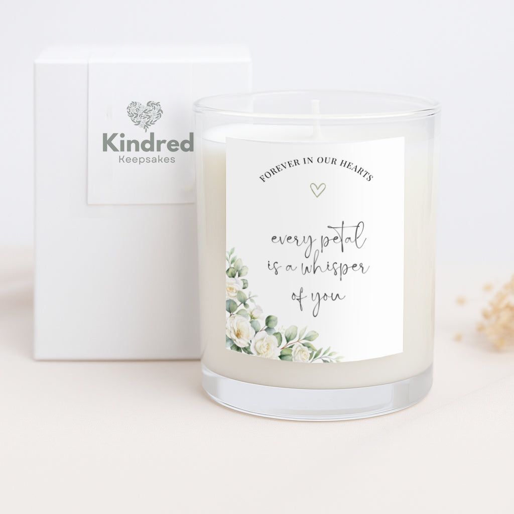 Memorial Candle Gift - White Roses