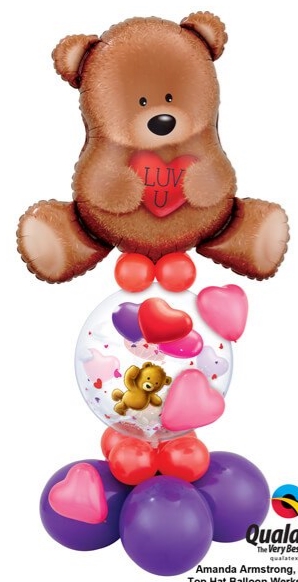 Bouquet 408 Teddy Bear Love Qualatex #16453 65205 17777-4 43599-8 43642-3