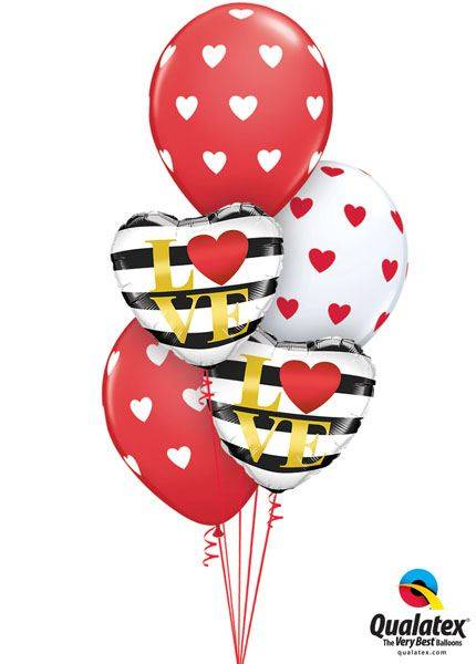 Bouquet 124 L(Heart)VE Horizontal Stripes Qualatex #21748-2 18080-3