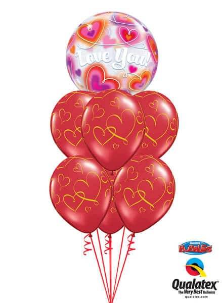 Bouquet 145 Love You Doodle Hearts Qualatex #34072 40862-6