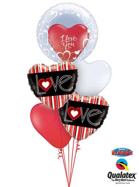 Bouquet 152 Deco Bubble Stylish Heart Qualatex #68825 29005 21698-2 24663 24019