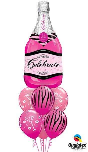 Bouquet 440 Celebrate Pink Bubbly Wine Qualatex #15844 12584-3 19872-3