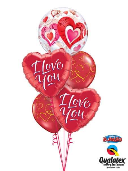 Bouquet-45 Red Hearts & Filigree Qualatex #33909 29133-2 40862-2