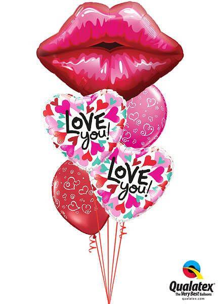 Bouquet 493 Big red Kissey Lips Qualatex #16451 46070-2 90570-2